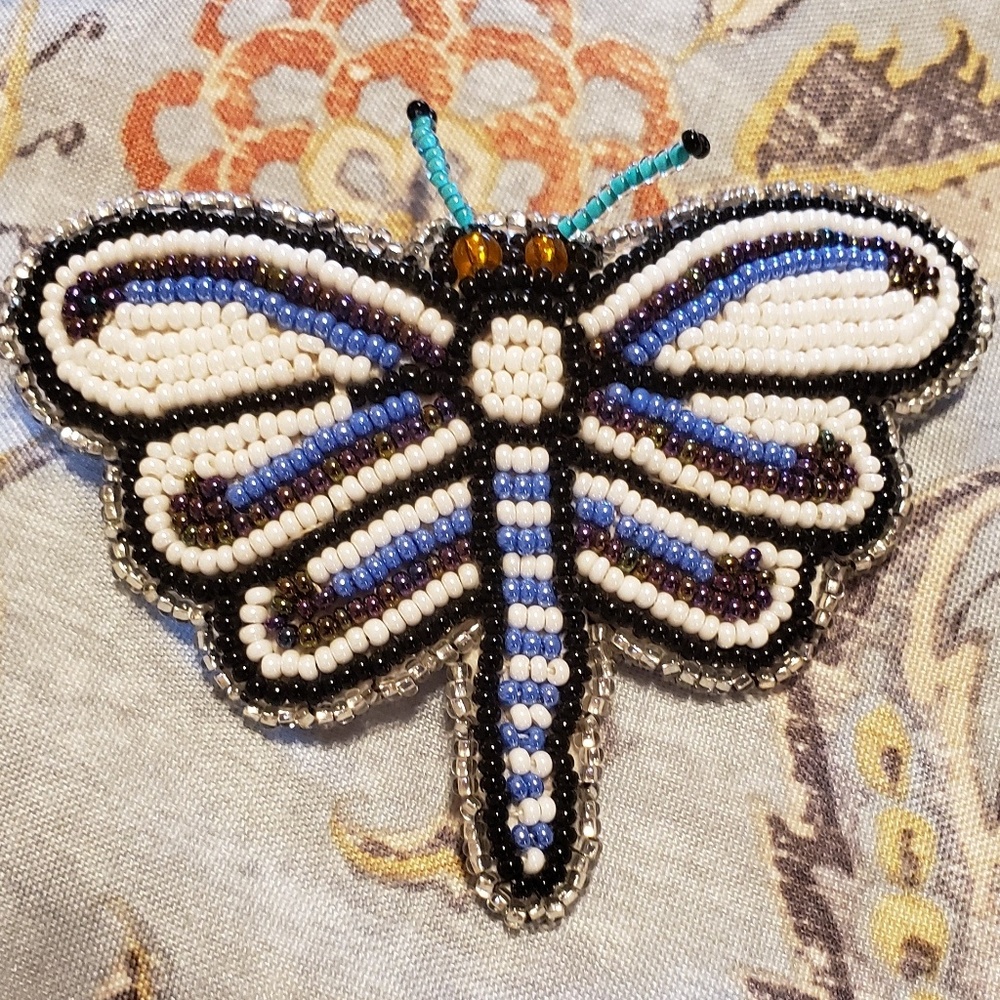 Hand Beaded Dragonfly Barrette